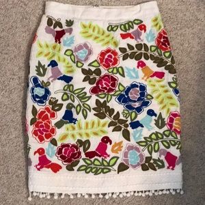 Anthropologie embroidered skirt